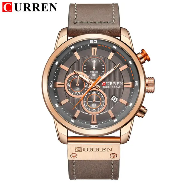 CURREN 8291 Mens Quartz Chronograph Watch Casual Leather Military Sport Fashion Gentleman Wristwatch - Image 7