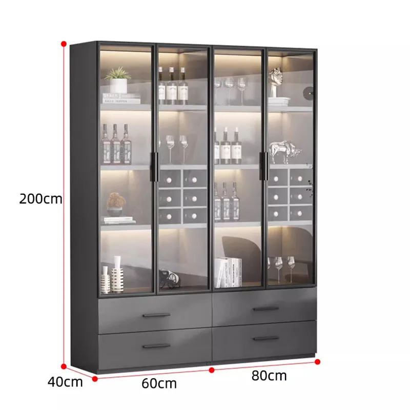 Full Kitchen Cabinet Whiskey Showcase Bar Accessories Elegant Vintage Wine Stands Antique Furniture Iron Vitrine Luxury Shelves
