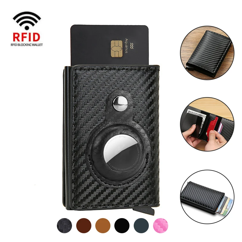 

2022 Rfid For AirTag Men Wallets Money Bags Anti PU Leather Card Holder Wallet For Apple Air Tag Male Purses Smart Cover Case
