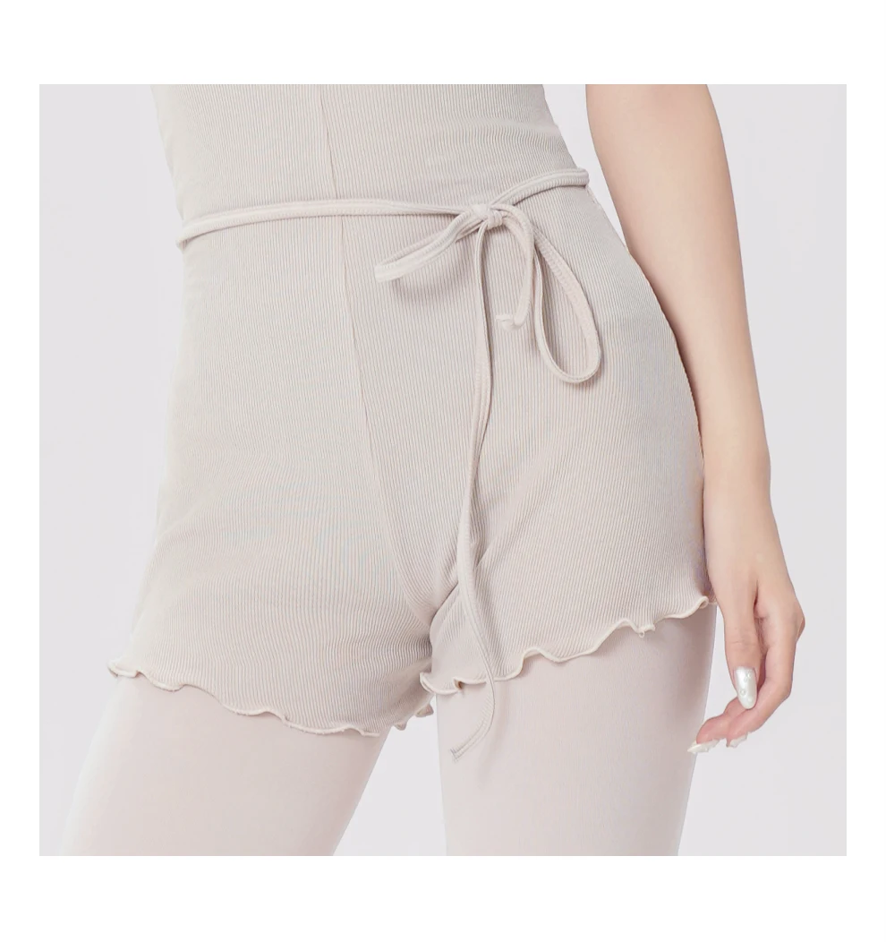 Gestrickte, taillierte Damen-Shorts für Yoga, Teenager, Mädchen, hohe Taille, Tanz-Shorts, Fitness, Sport, Workout, Pilates, kurze Hosen – Detail 12