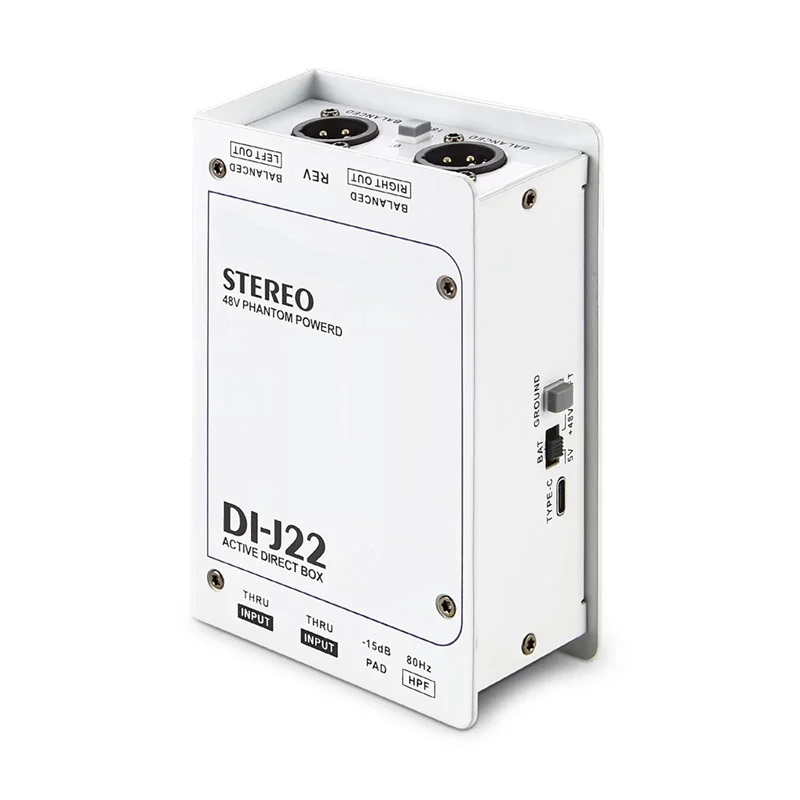 -A96Z GAZ-J22 오디오 DI 박스 듀얼 채널 스테레오 48V 전원 공급 장치 활성 직접 접합