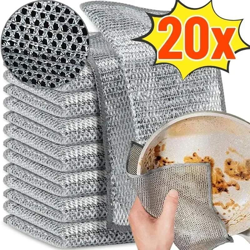 Wire Dishwashing Rag Non-Scratch Iron Scrubber Microfiber Dishcloth microfiber dish cloths dish cleaning cloth dish cloth microfiber dish cloth