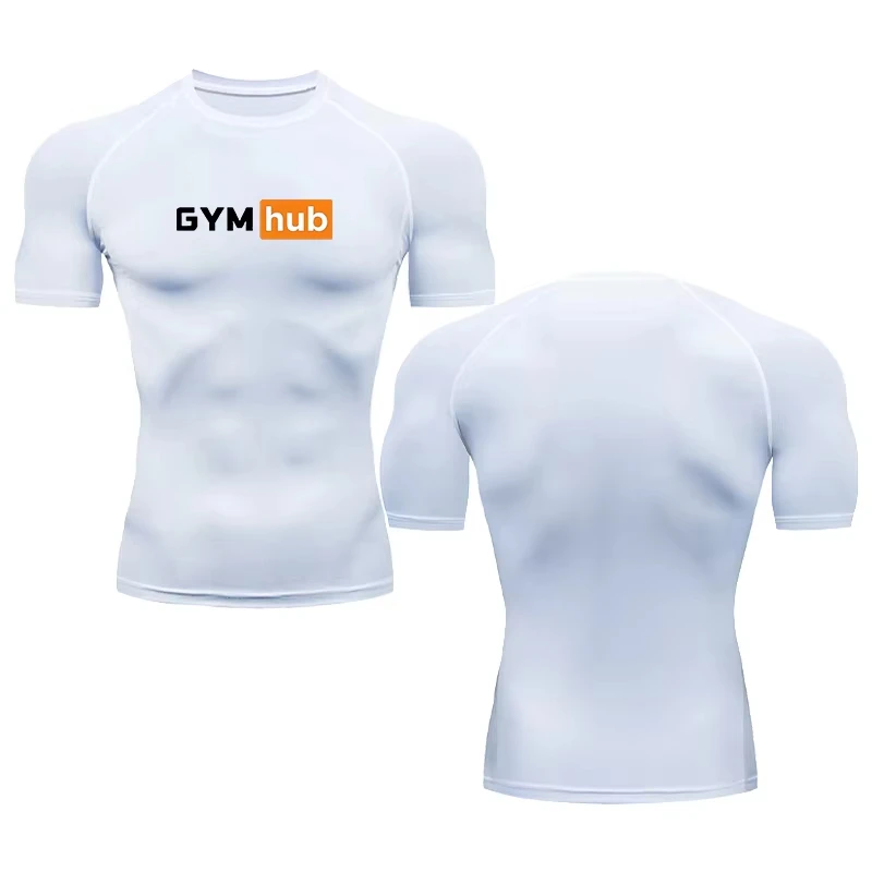 Men Gym Hub Graphic Print Running Compression Short sleeve tight-fitting Gym Sport T-shirt Fitness  RL00011 4