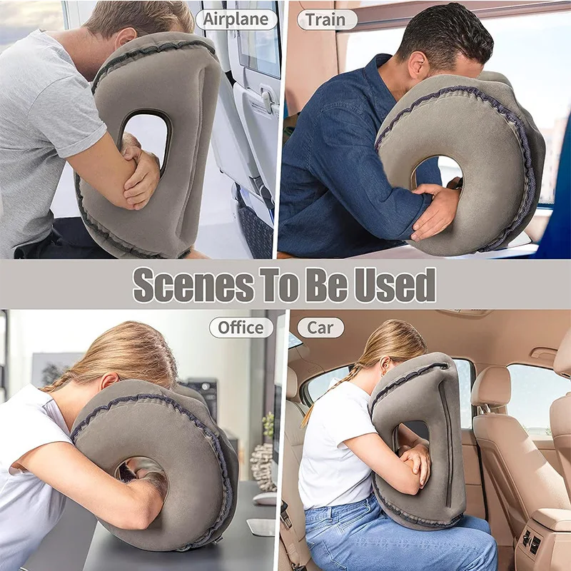 Inflatable Travel Headrest Pillow Portable Foldable Neck Shoulder Air Cushion For Car Airplane Train Long Distance Travel