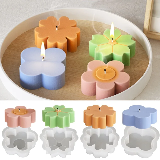 DIY Flower Shape Candle Silicone Mold Handmade Plant Flowers Wax Mould Soap Aromatherapy Ornament Making Wedding Valentine Gifts