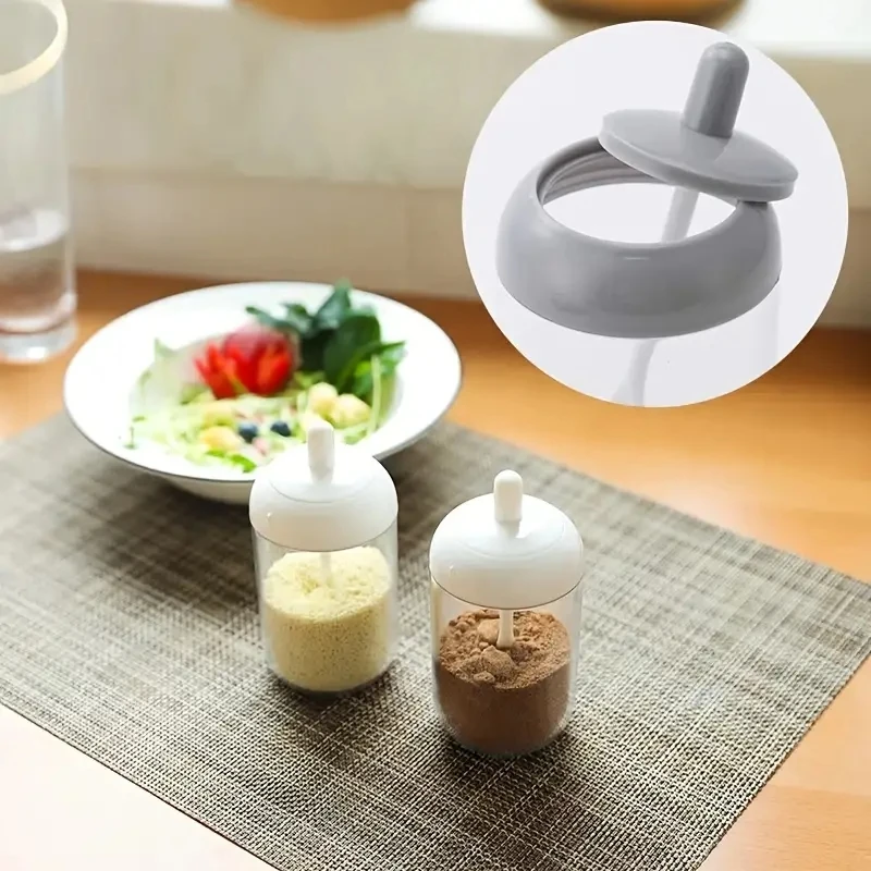 Salt Shaker Spices Bottle Salt Pepper Shakers Seasoning Jar Salt Pepper Grinder 1pc Kitchen Round Seasoning Jar With Spoon Spice Bottle Pepper Seasoning Box Household Salt Shaker Grinder