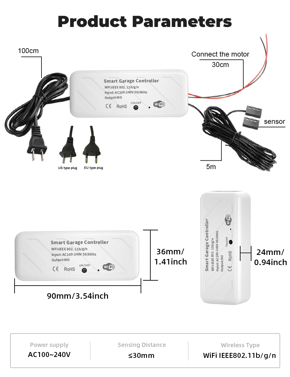 Tuya WIFI Smart Garage Door Opener Controller APP Voice Control Intelligent Switch Work With Alexa Echo Google Home Smart Life smart garage door opener