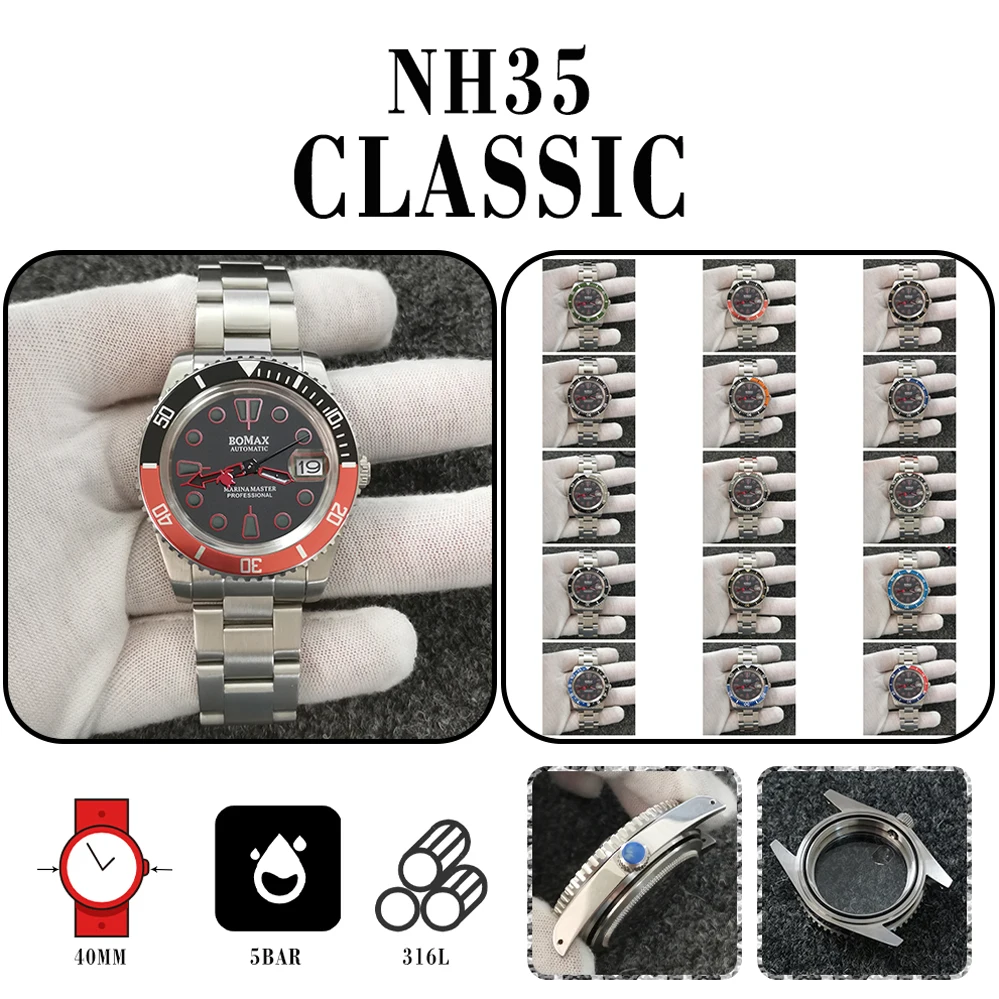 

Stainless Steel Men's Watch NH35 Mechanical Automatic Watches for Men AAA Quality Waterproof Wristwatch Male Clock