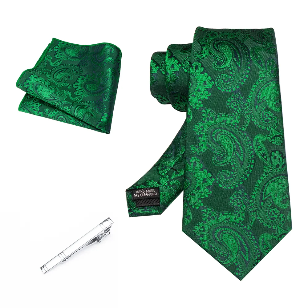 EASTEPIC 8 cm Herrenkrawatte Rot Grün Paisley Krawattenset mit Krawattenklammer Hochwertiges Accessoire für Hochzeit und Party Ausverkaufsartikel – Detail 37