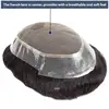 Australia French Lace & Skin Base Male Hair Prosthesis 6" Natural Human Hair Toupee Men's Wig Breathable Hair Replacement System 2