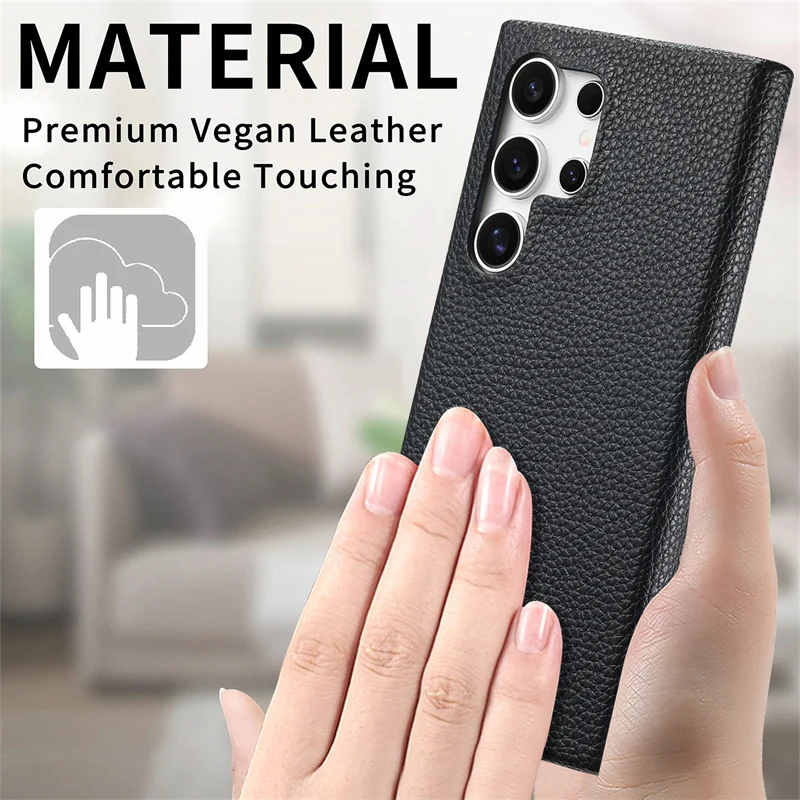 Luxury Soft Lychee Pattern Leather Shockproof Bumper Case