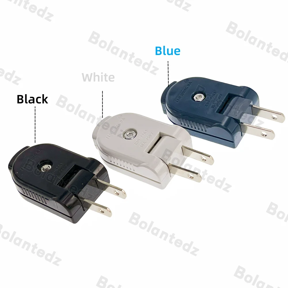 USA Japan Canada Taiwan Mexico male female Wiring Power Plug 90 degree Rotation 2 Pin 10A Power Extension Cord Rewireable Plug