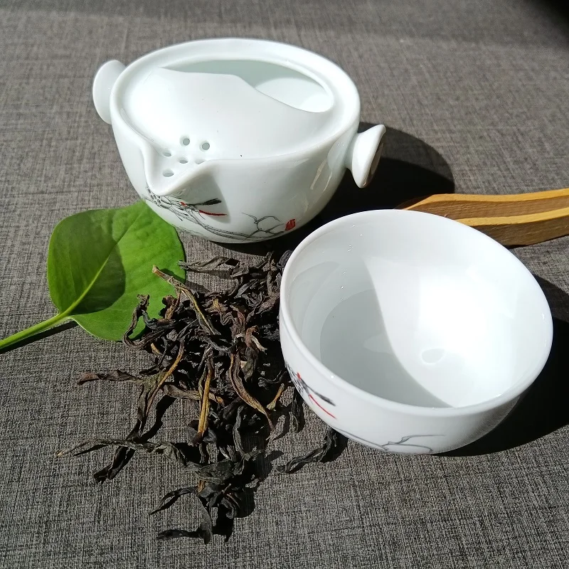 Portable Chinese Tea Set Ceramic Travel Tea Set 1 Pot + 1 Cup Elegant Kung Fu Gaiwan Teapot Kettle Office Coffee Cup Drinkware