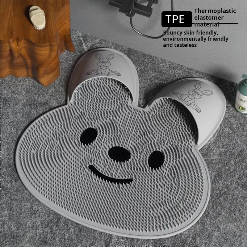 Bathroom Anti Slip Mat Bath Foot Massager Exfoliating Shower Foot Pad Rabbit Silicone Massage Pad