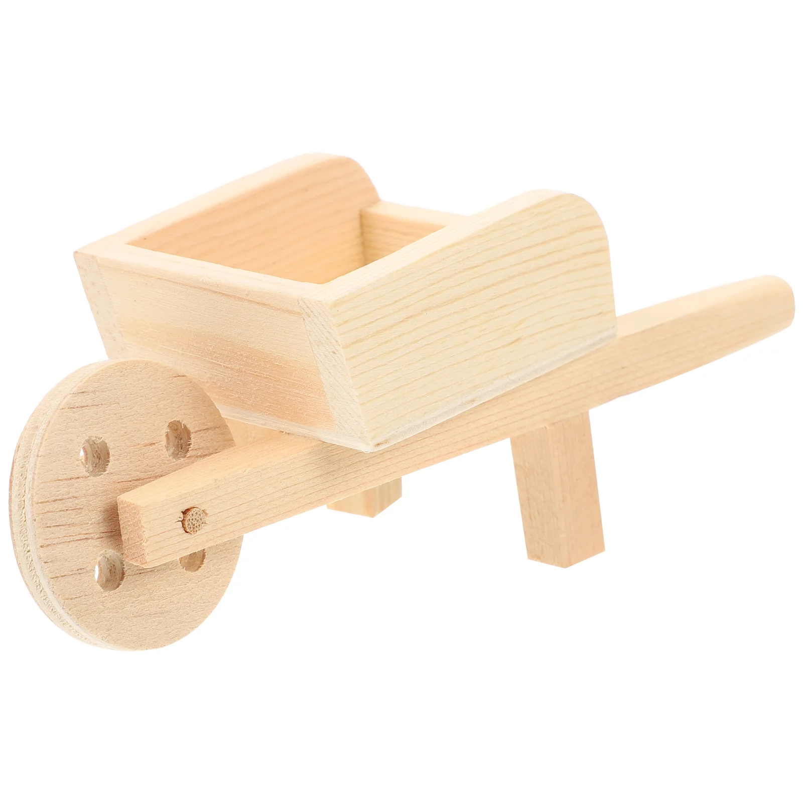 1Pc Mini Cart Model Wood Toy Farm Wheelbarrow Garden Trolley Decor Micro Landscape nament Miniature Display Simulation Outdoor