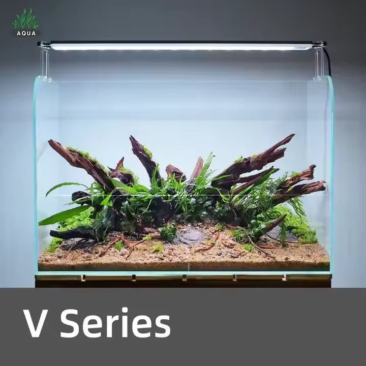 Lámpara LED para Acuario WEEK AQUA Serie V, Control por Botones, Espectro Completo, Soporte de Montaje para Acuarios Plantados de 30-140cm