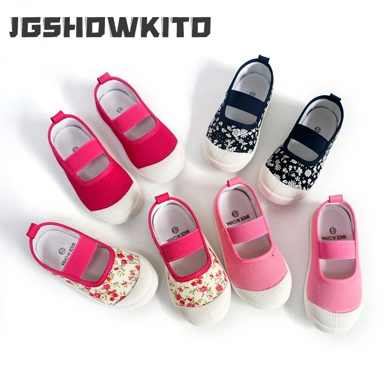 Spring Autumn Baby Girl Shoes Kids Canvas Shoes Children Casual Sneakers Candy Color Flowers For Girls Floral Prints baby shoes kids sneakers kids shoes