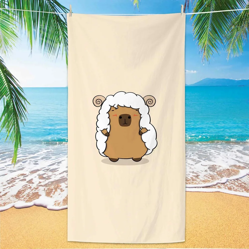 Capybara-Handtuch, Mikrofaser-Strandtuch, saugfähig, schnell trocknend, weich, für Yoga, Schwimmresort, Bergsteigen – Detail 15