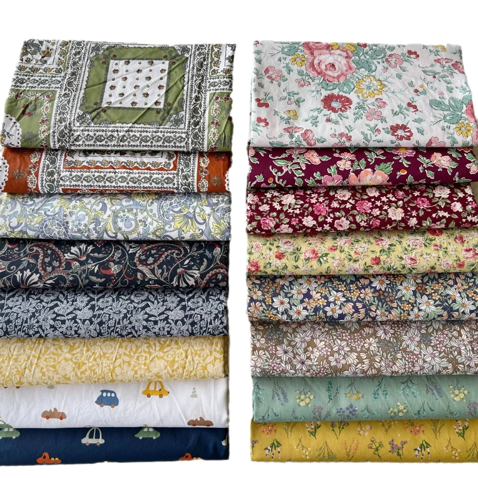 Pure Cotton Twill Printed Floral Fabric, 160x50cm – Ideal for Bedding, Handmade Crafts, and Decor