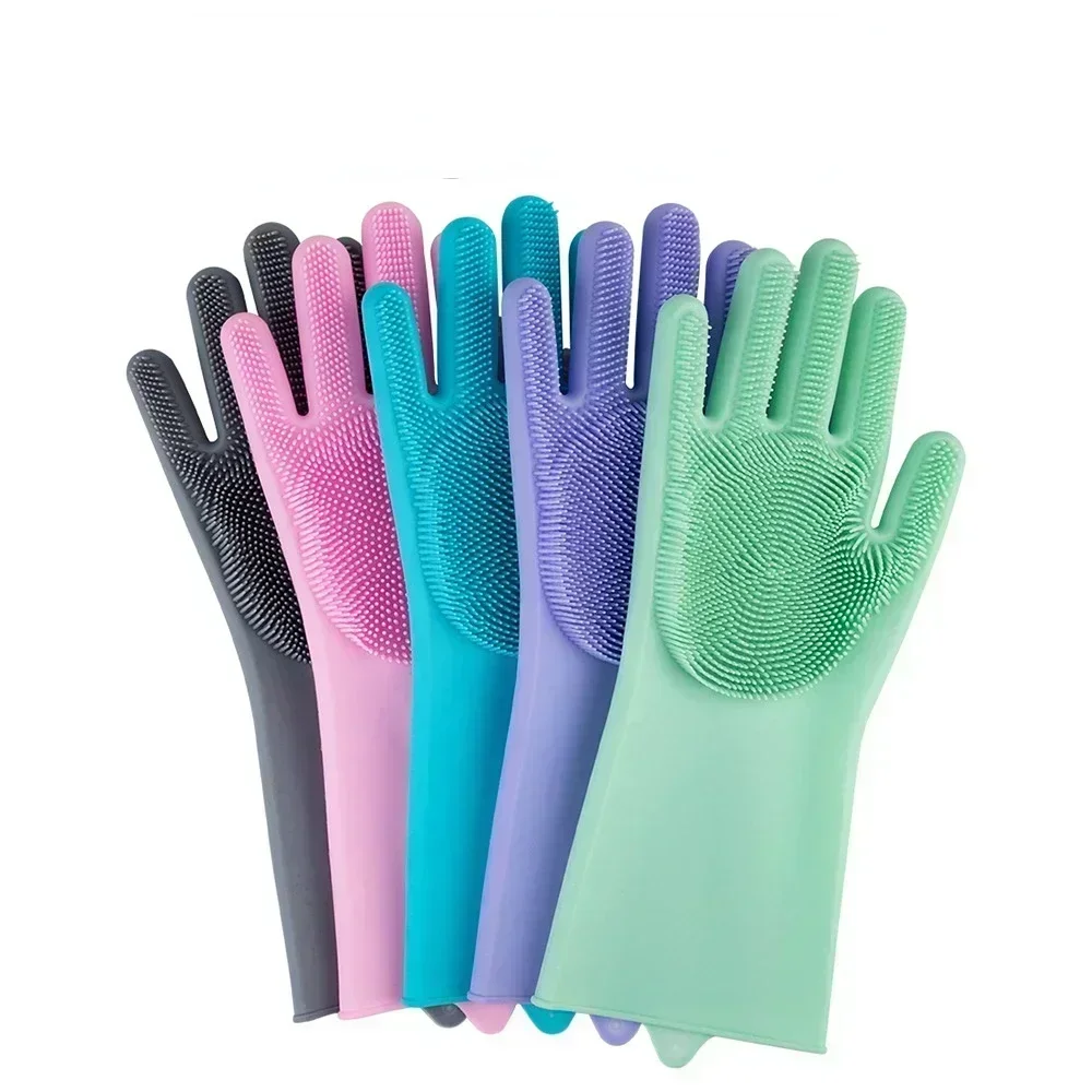Reusable Food Grade Silicone Kitchen Cleaning & Dishwashing Gloves - Waterproof, Heat Resistant, and Multi-Purpose