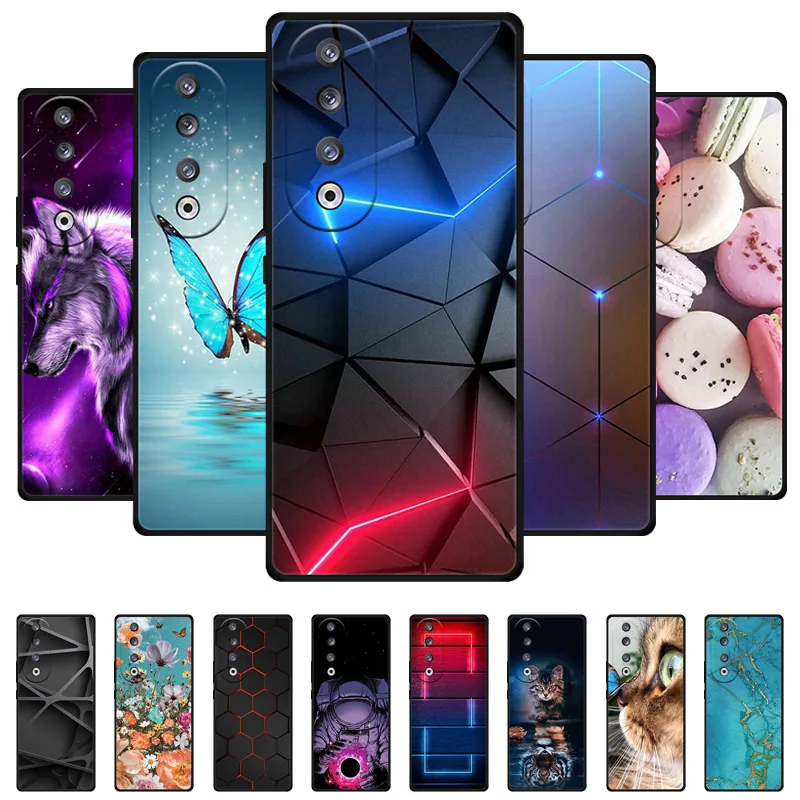 Per Honor 90 Lite / Honor90 Pro 5G Custodia 2023 Silicone Soft Lions Cat Black Bumper Coque Per Honor 90 Pro 90 Lite Funda Protettivo