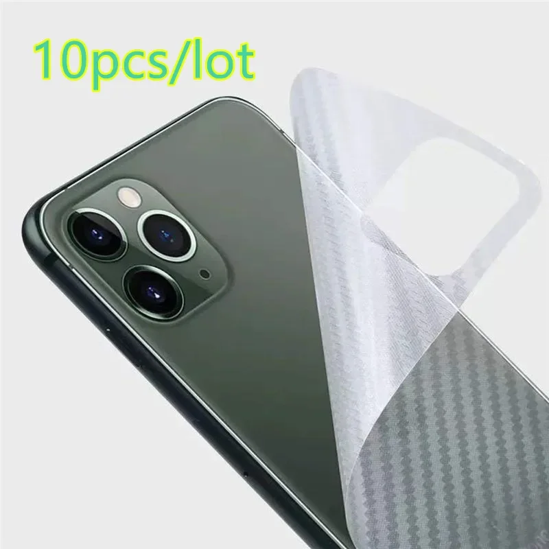 10pcs clear Back Film For iPhone 17 16 15 14 13 12 11 Pro MAX Carbon Fiber Protective Film For iPhone 16 PLUS XS MAX XR
