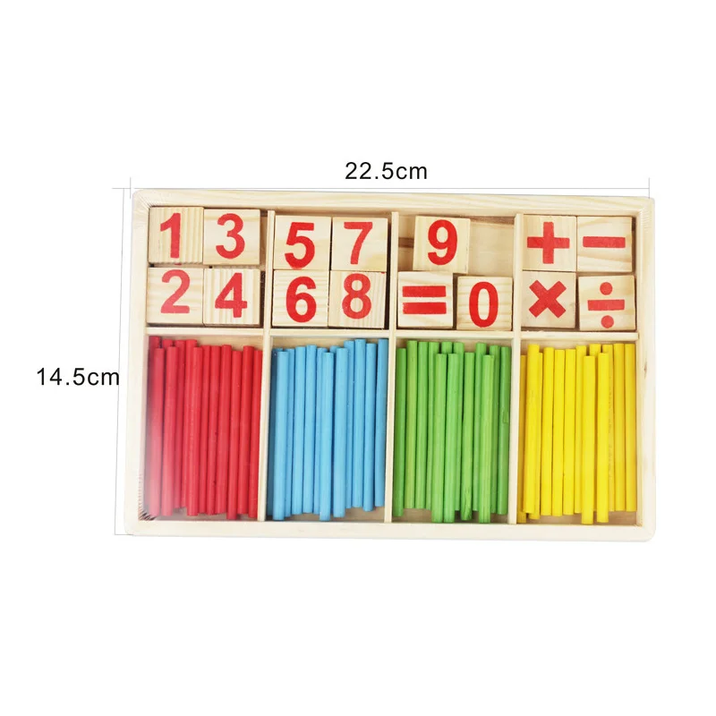 Children's math teaching aids, counting sticks, arithmetic learning box, wooden educational toys, Montessori education 6