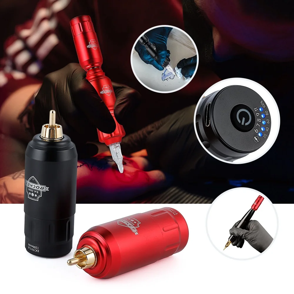 1200mAh Tattoo Pen Battery RCA Connector Mini Wirseless Power Supply For Tattoo Rotary Machine Pen Voltage Display Type-C