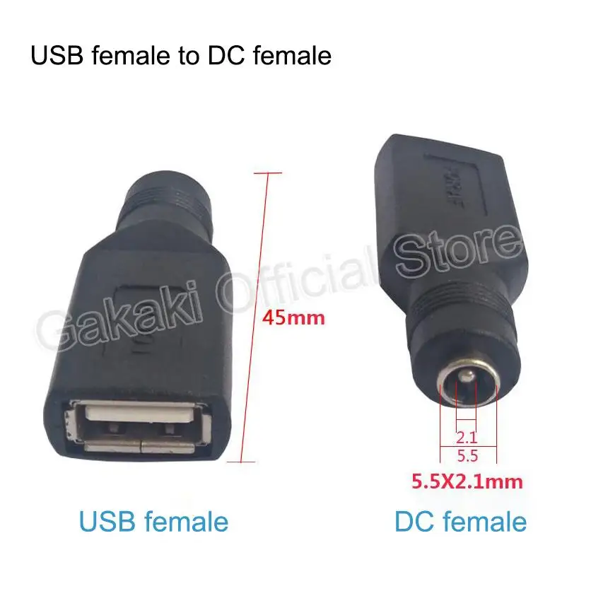 Usb To Dc Adapter Usb To Dc Cable Laptop Power Adapter Power Plug Adapter Power Adapter Dc Power Converter Usb Cable Adapter Conversion Cable Adapter DIY Connector 5.5*2.1mm DC Female Power Jack To USB 2.0 Type A Male Plug Socket 5V DC Power Adapter Laptop