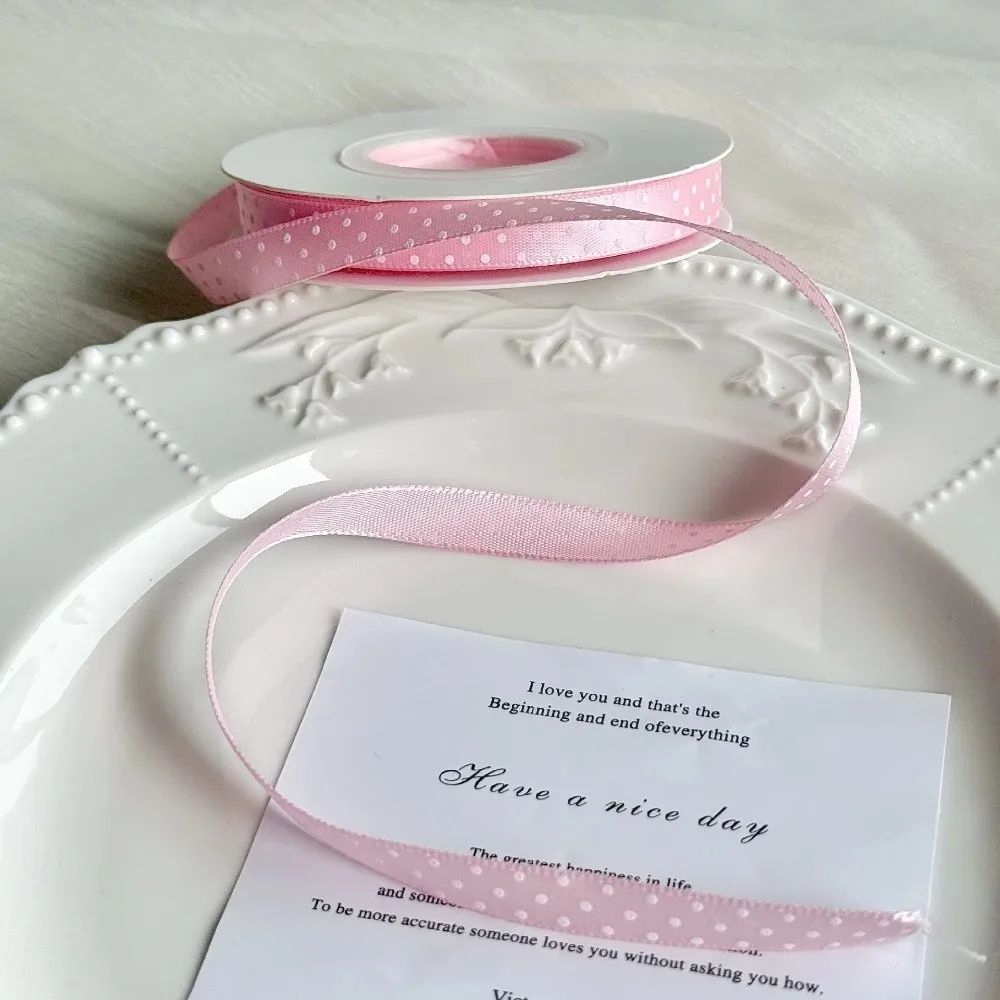 Mehrfarbiges Band mit Punktmuster, 25 Yards, DIY-Bastelstoffbänder, Hochzeit, Party, Heimdekoration, Haarschleifen, Geschenkverpackungsbänder – Detail 3