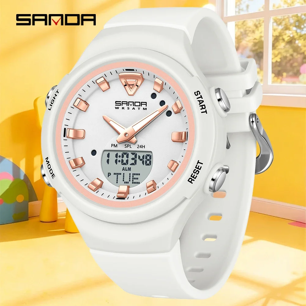 SANDA Men's Dual Display Luminous Sports Watch - Shockproof Fashion Electronic Quartz