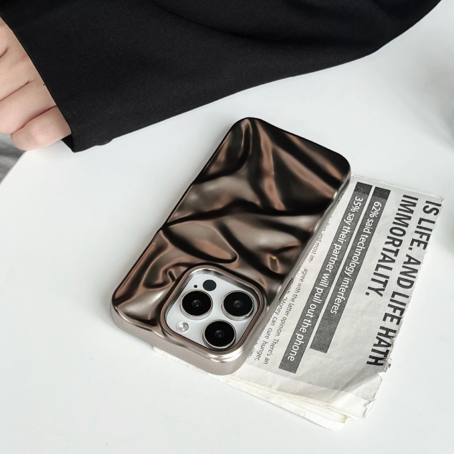 Soft Matte 3D Wavy Pattern Phone Case with Water Ripple Design