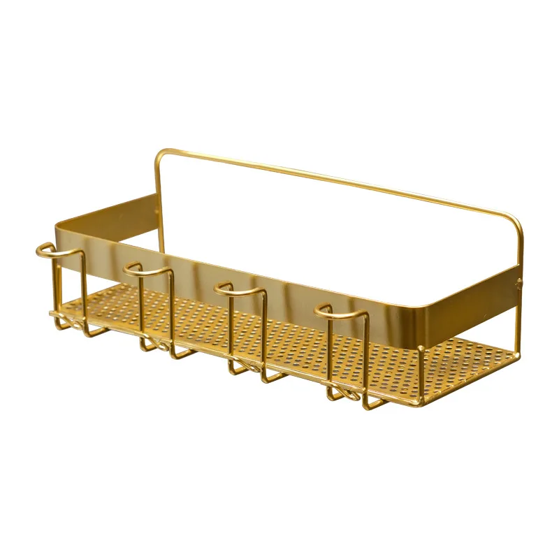 Gold toothbrush storage rack no punching mouthwash cup bathroom skincare product storage rack bathroom accessories cup holder