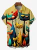 Cute Cat 2025 Hawaiian For Men Women Shirt Print Abstract Pattern Short Sleeve Loose Oversized Men's Summer Beach Casual Top 1
