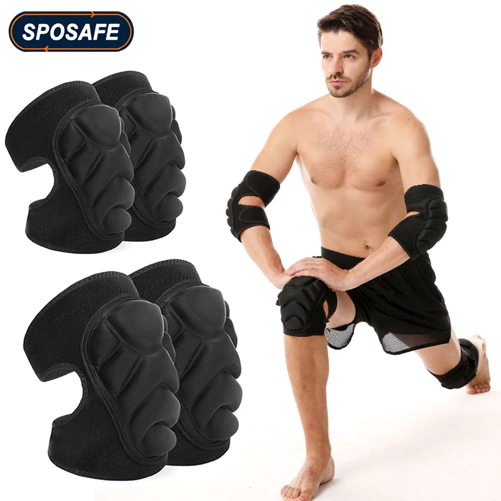 

1Pair Knee Elbow Pads Thick Sponge Collisioned Kneepads for Work Sports Basketball Wrestling Football Volleyball Running Cycling