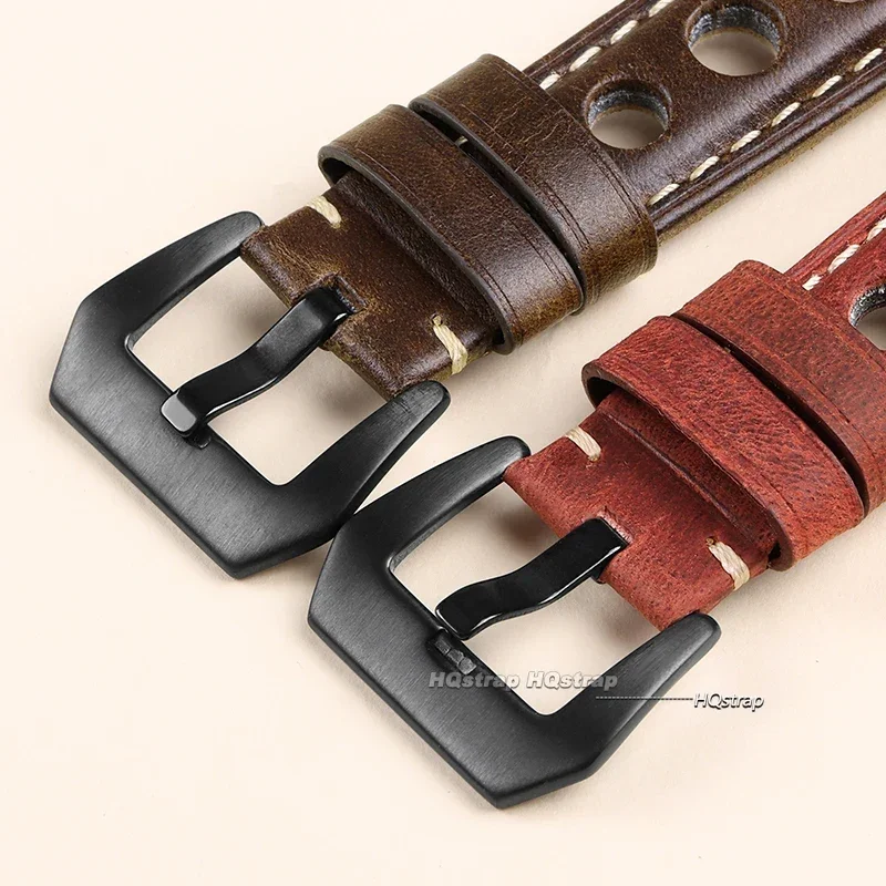 Vintage Cowhide Leather Watch Strap with Pin Buckle - Fashionable Watch Band