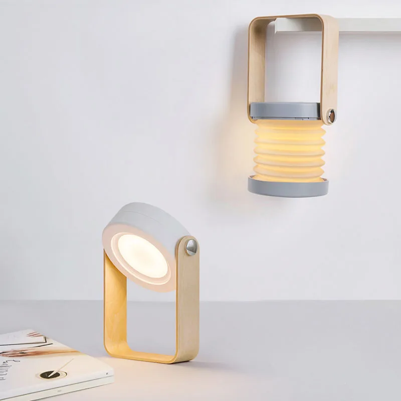 New Creative Wood Handle Foldable Night Lights Reading Lamp Portable Lantern Lamp Telescopic