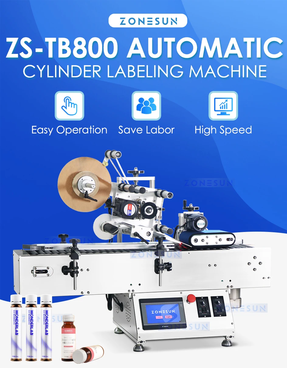 ZONESUN ZS-TB800 High Speed Automatic Small Round Bottle Labeling Machine