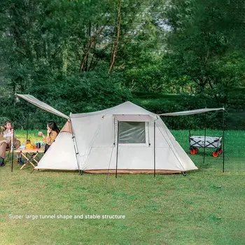 Essential For Family Travel Outdoor Camping 3-5 Double-layer Waterproof Anti-UV Shade Beach Camping Two Doors Two Windows Tent 5