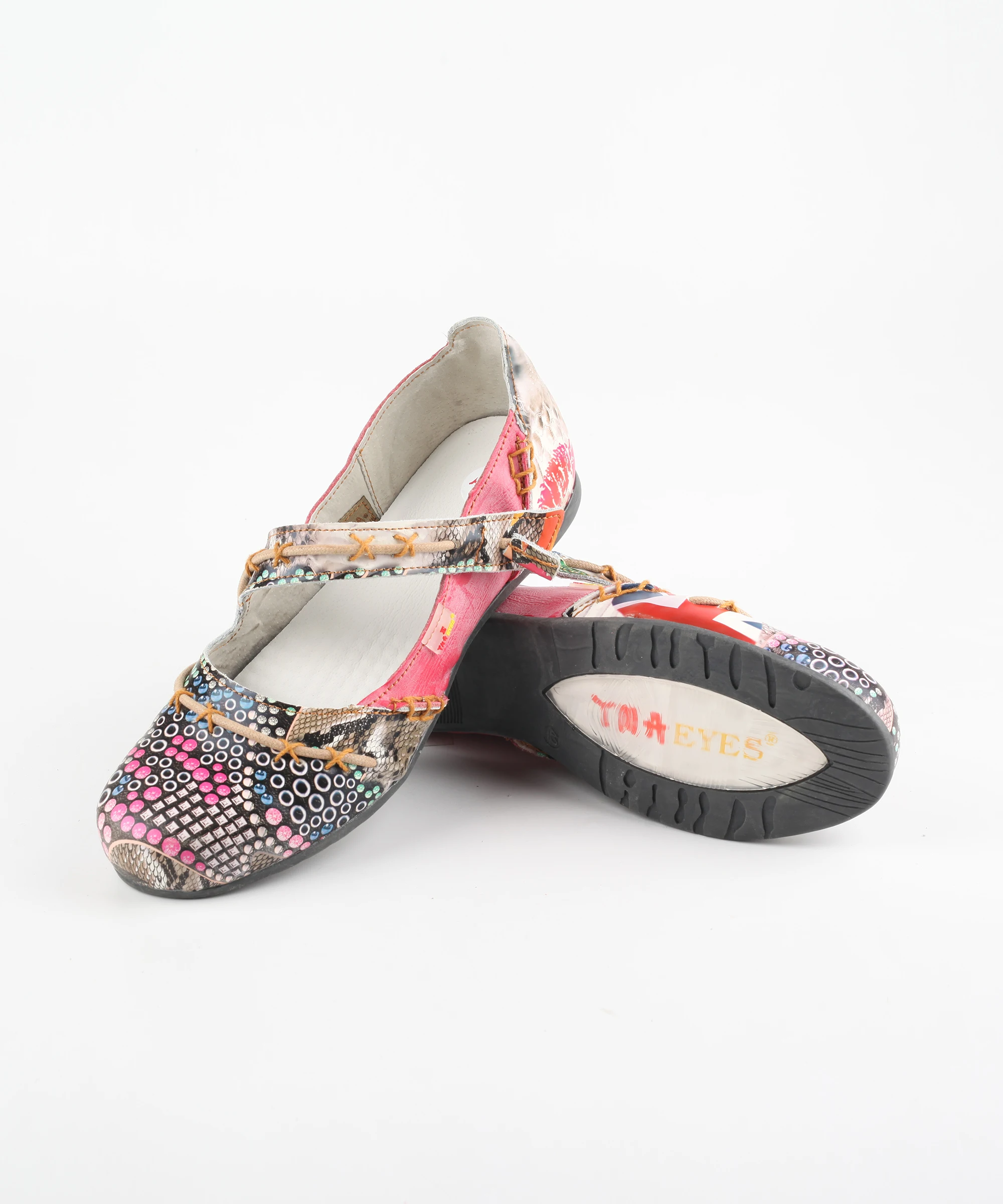 Tma Eyes Frauen ethnischen einzigartigen Mix und Match Leder Open-Back-Sandalen – Detail 3