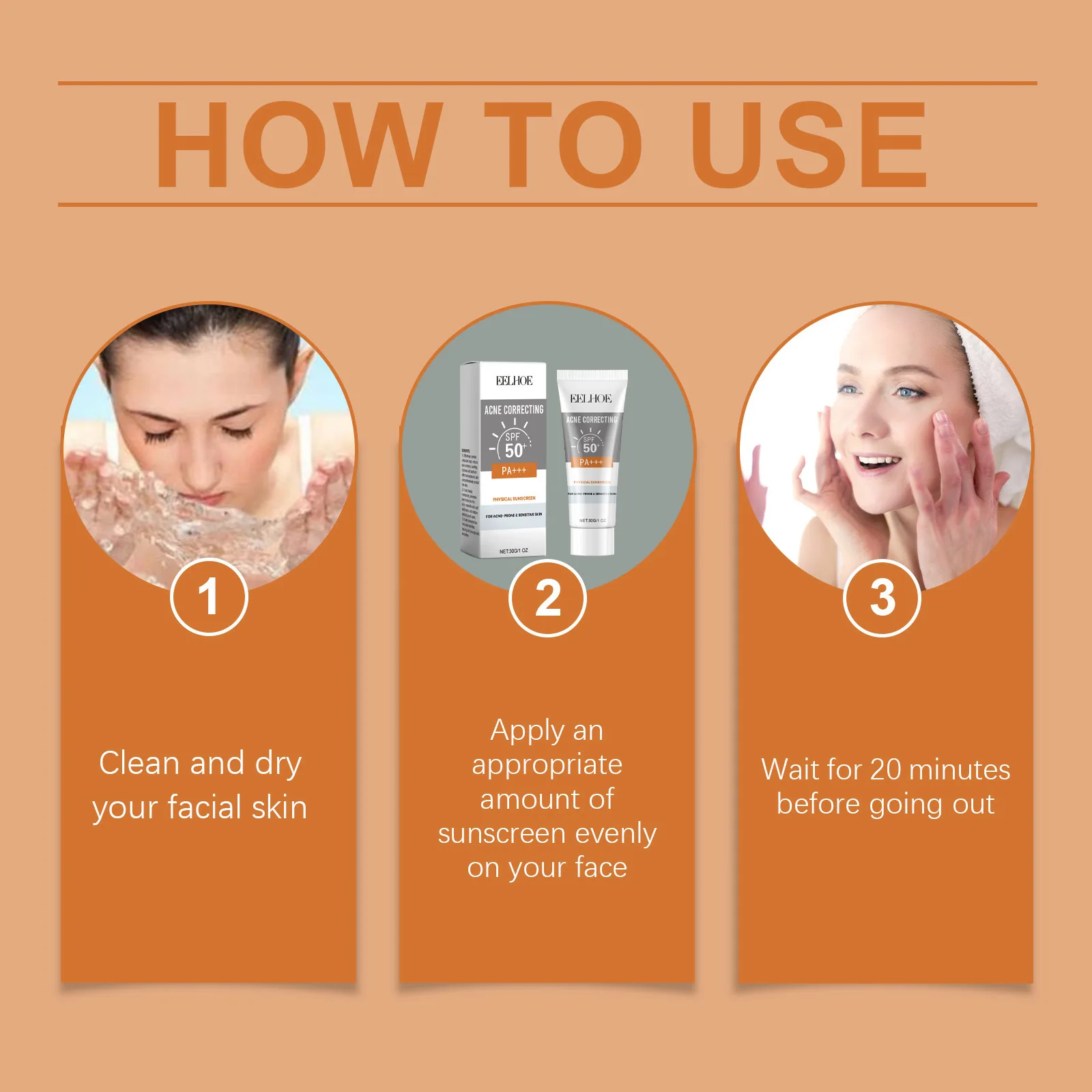 EELHOE Sun Face Protection Sunscreen Spf50 Oil Control Anti Oxidant Moisturizing Skin Brightening Nicotinamide Sunscreen Cream