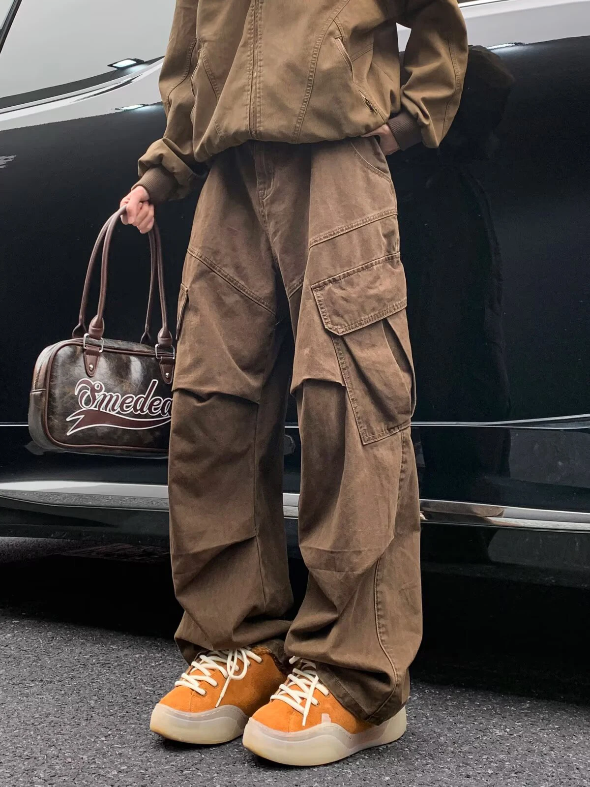 Men's Casual Straight Leg Workwear Pants Spring 2025 New American Retro Sle with Big kets Loose Fit Long Trousers