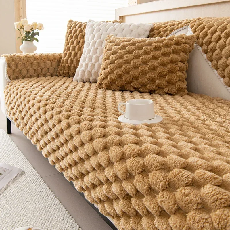 Thicken Plush Sofa Cover Universal Non-slip Corner Sofa Mat