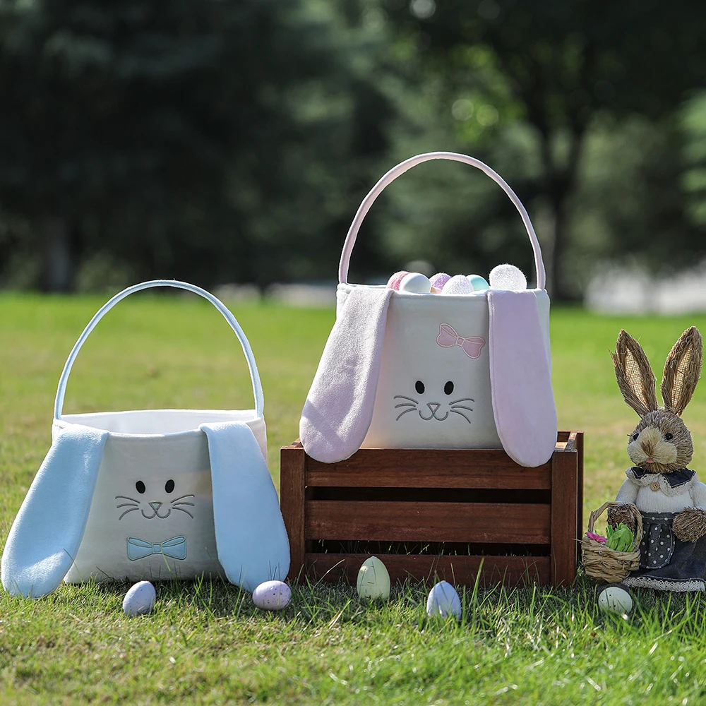 

Long Ears Easter Bunny Buckets Eggs Toy Handbags Rabbit Basket Creative Home For Kids Festival Gift Party Tote Decoration