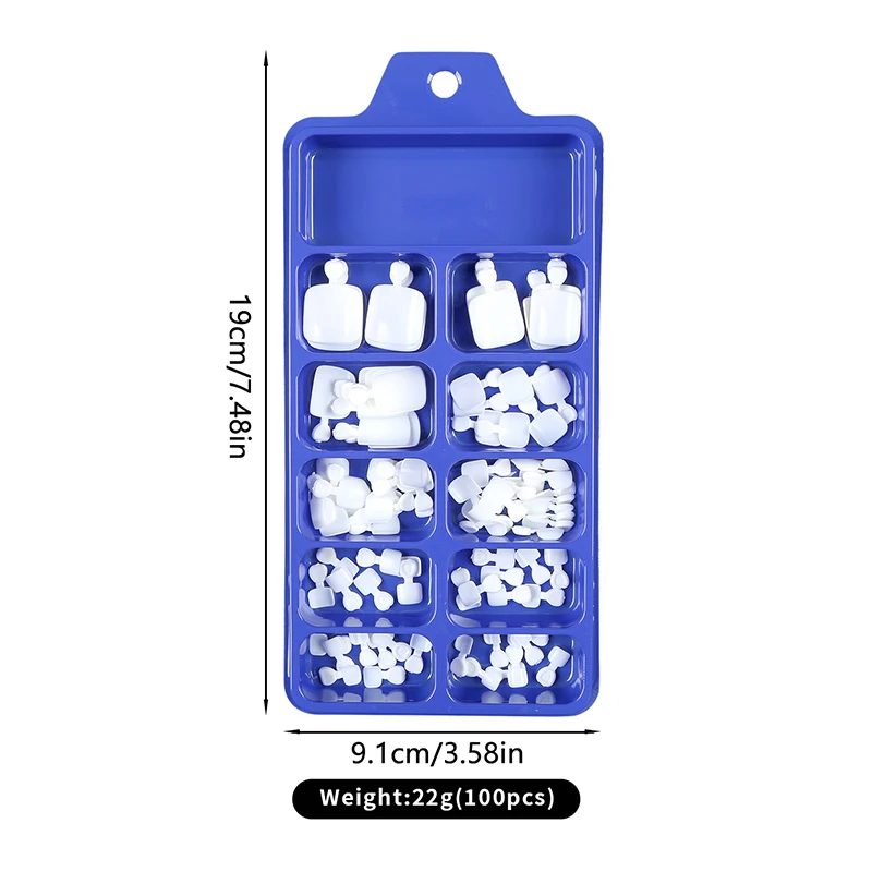 100개입 가짜 발톱 자연스러운 단색 프레스온 풋 풀커버 스퀘어 네일 아트 팁 빠른 착용 네일 매니큐어 도구