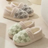 Fashion Couple Winter Wrap Heels Warm Ladies Fluffy Slippers Soft Non-slip Slides For Women Men Indoor Mule Home Cotton Shoes 1