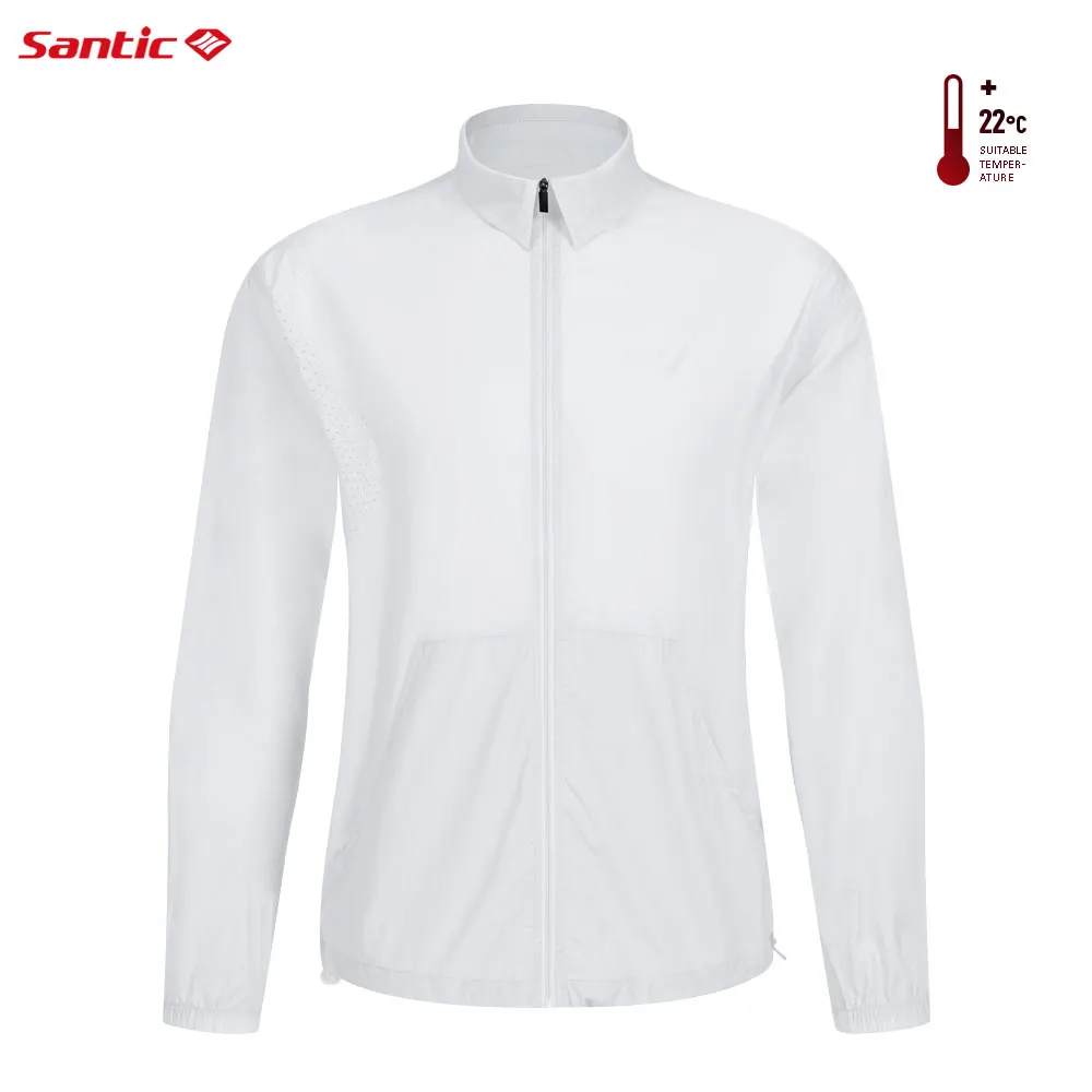 

Santic Cycling Jersey Men's Long Sleeve Tops Mountain Bike White Shirts MTB Jackets Pockets Outdoor Sports Clothing Asian Size