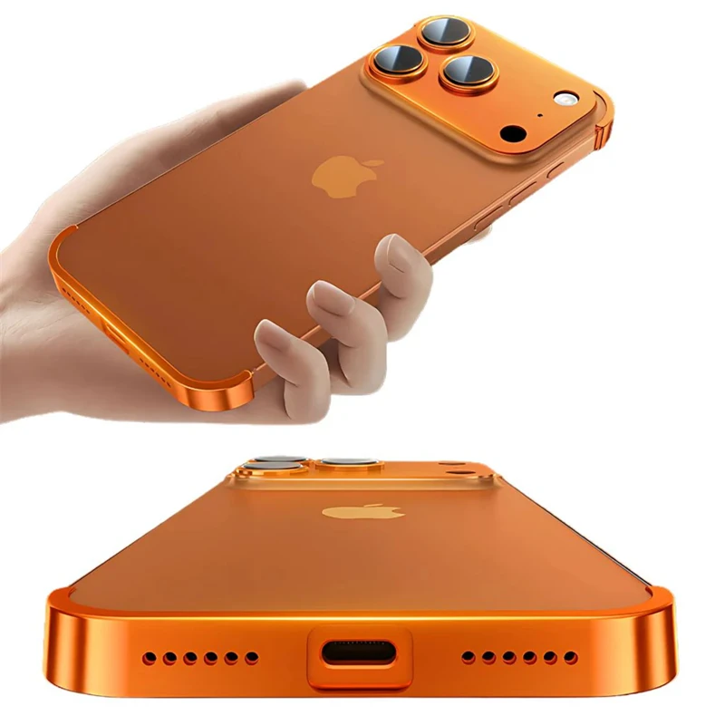 Metal Frameless Bumper Case with Lens Protection and Corner Pads Cover