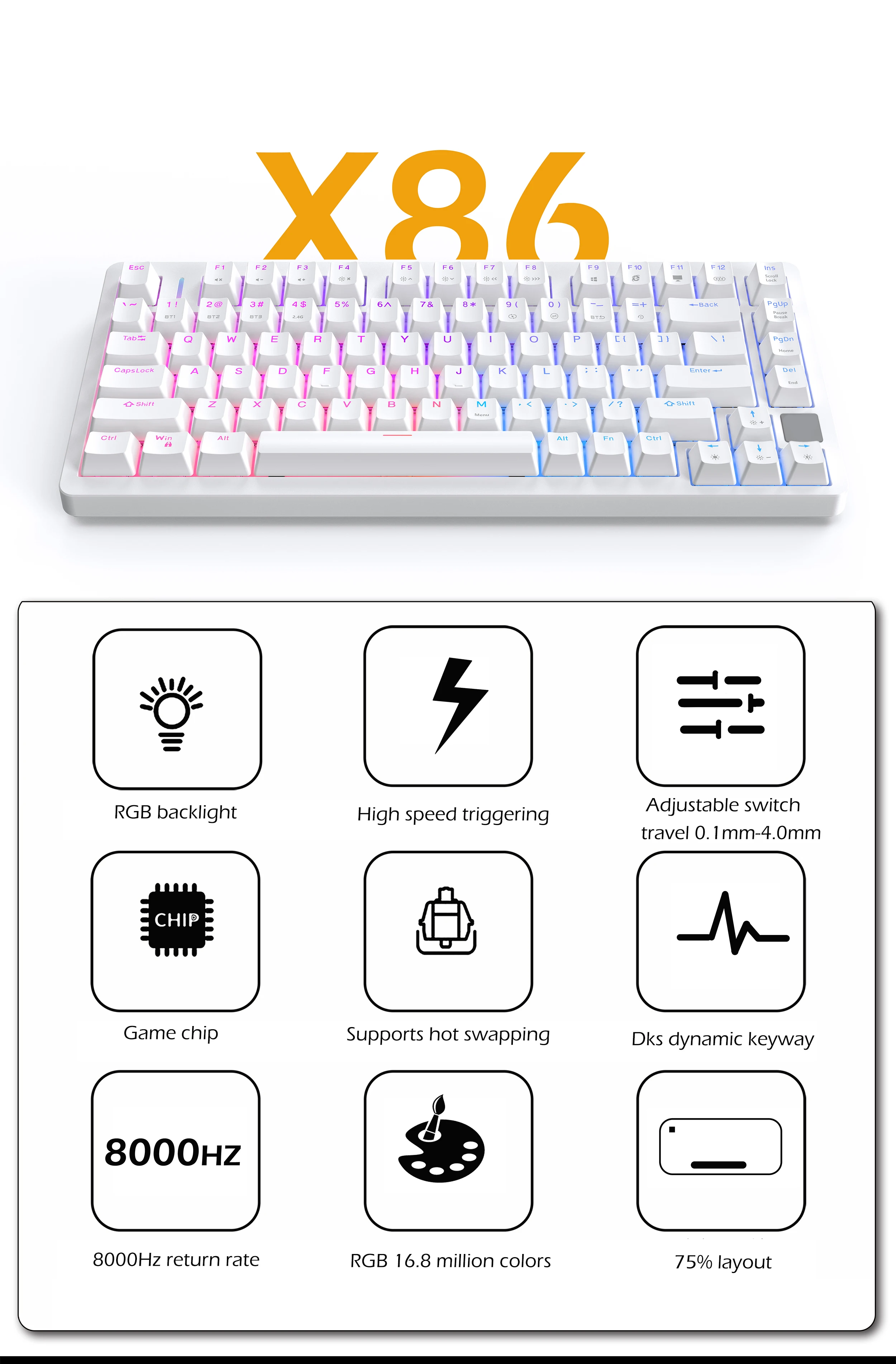 ZUOYA X86 Esports Magnetic Axis Keyboard Wired Single Mode Quick