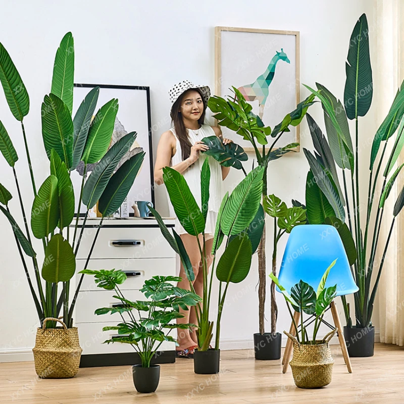 

Large Nordic Simulation Plant Floor Bird of Paradise Potted Plant Fake Green Plant Indoor Living Room Decoration BonsaiRavenala